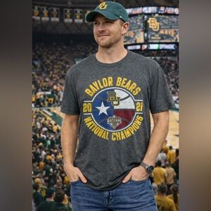 Baylor Bears National Champions Basketball Fan 2021 Green Large Collegiate